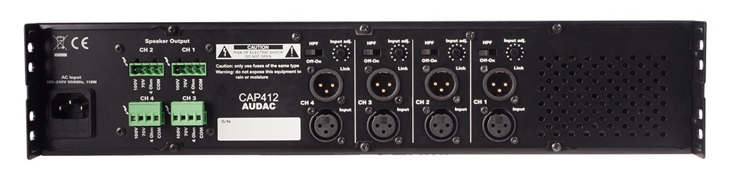 Audio pojačalo AUDAC CAP412 (4.0 kanala, za dom, crna boja)-1
