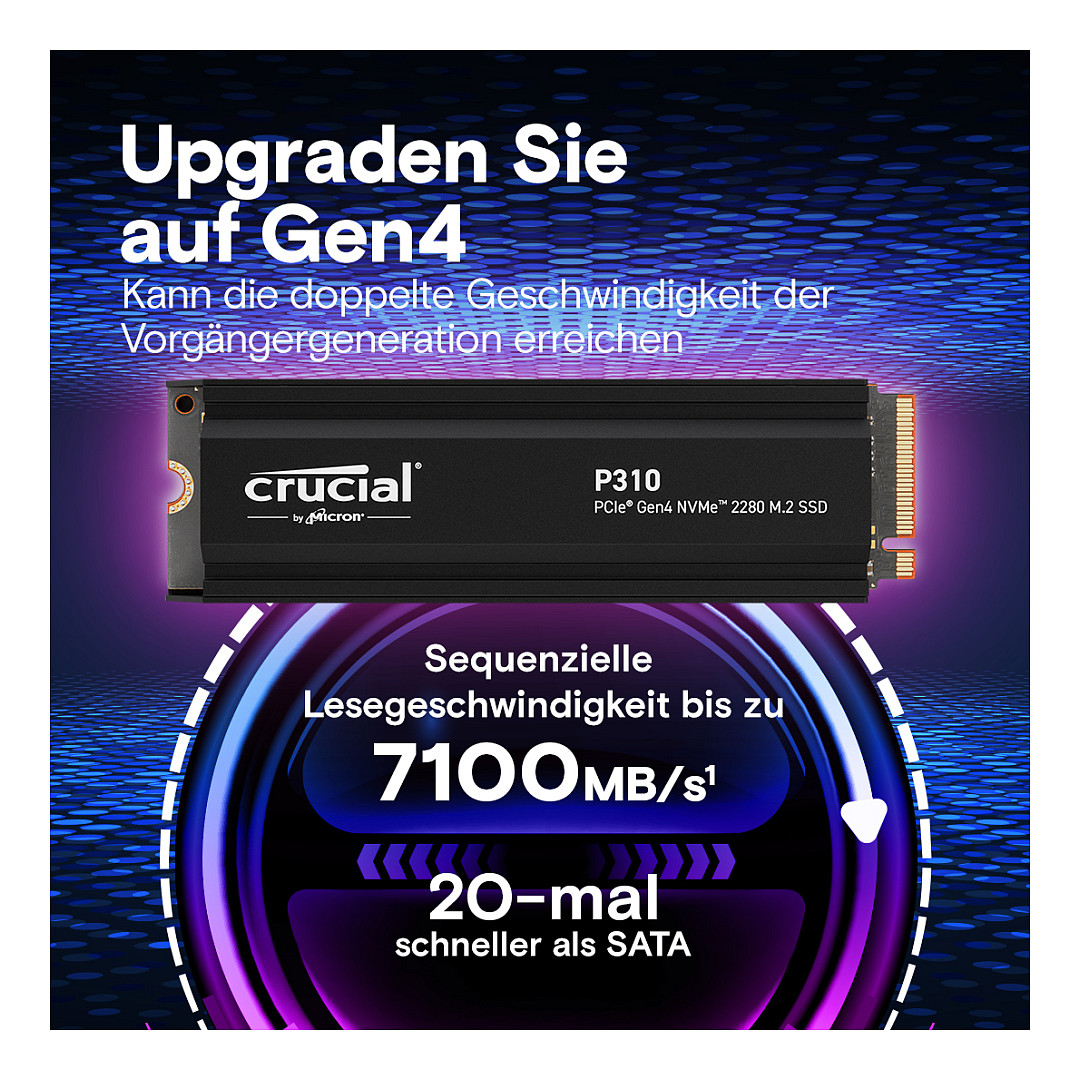 SSD CRUCIAL P310 1 TB (read speed 7100 MB/s, write speed 6000 MB/s, PCI Express 4.0, M.2 2280, NVMe)-2