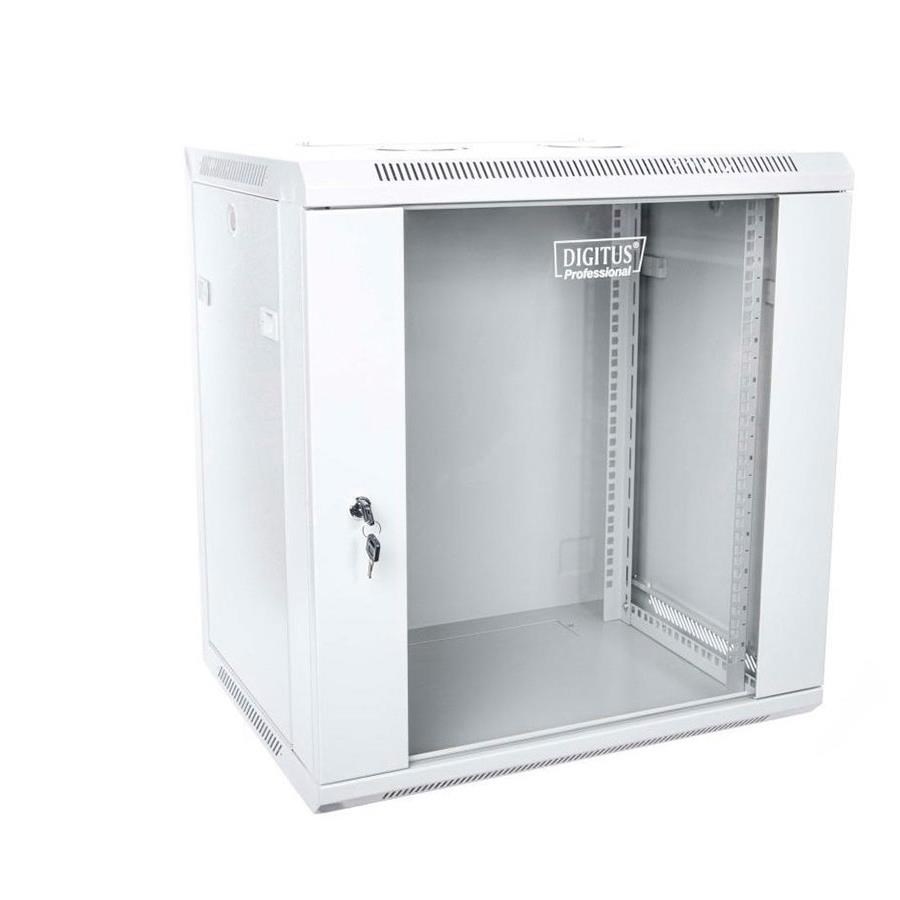 Mrežni ormar DIGITUS DN-19 12U-6/4-EC-F (19" 12U, 600x450mm, staklena vrata, 60kg nosivosti, sivi)-2
