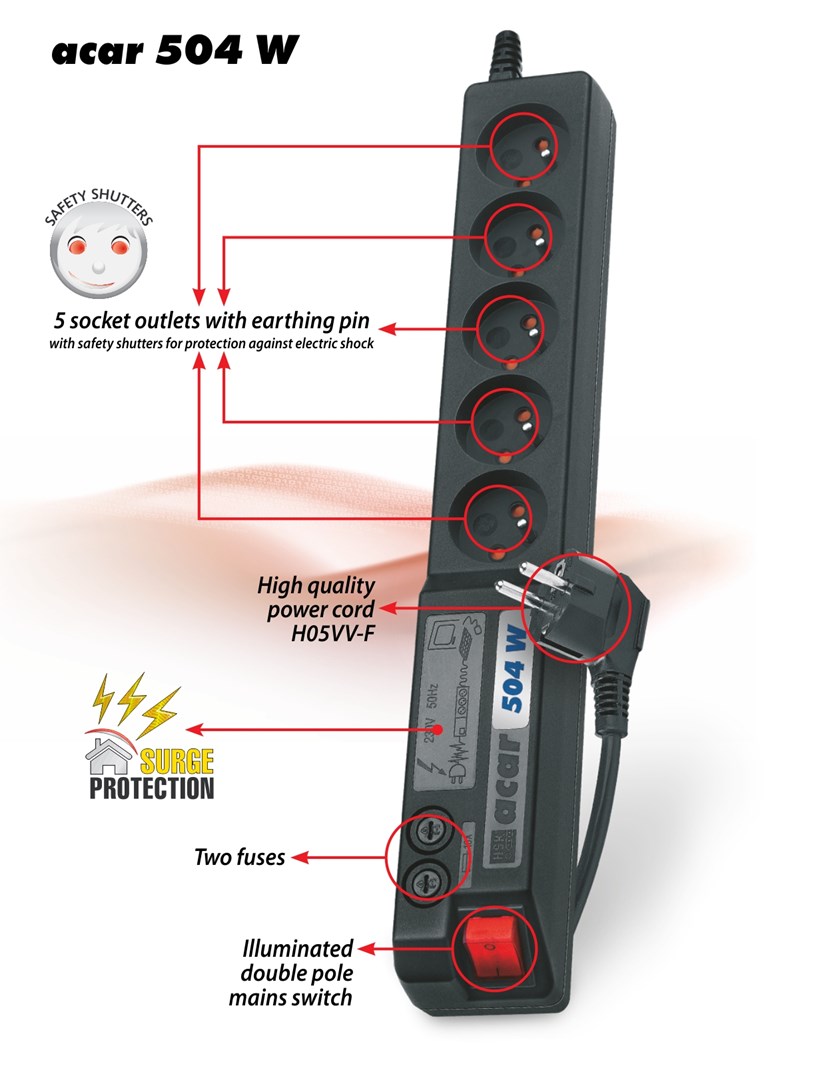 Utičnica ACAR 504 W (5 AC outlet(s), 230 V, 1.5 m)-1