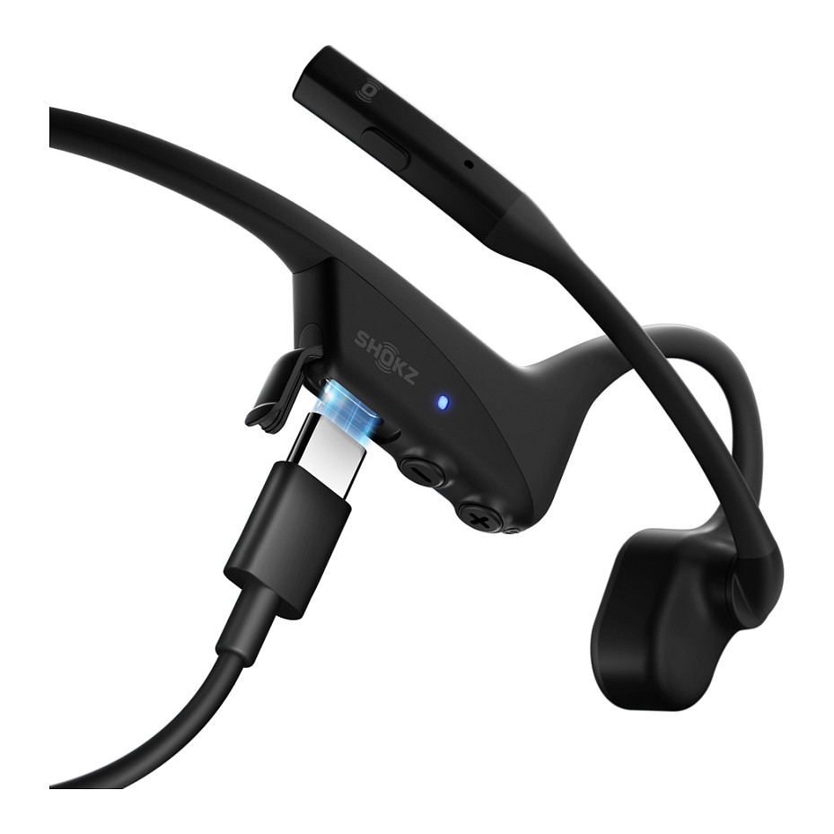 SHOKZ OpenComm2 2025 Upgrade Wireless Bluetooth Bone Conduction Videoconferencing Headset with USB-C Charging Port | 16 Hr Talk Time, 29m Wireless Range, 1 Hr Charge Time | Includes Noise Cancelling Boom Mic, Black-5