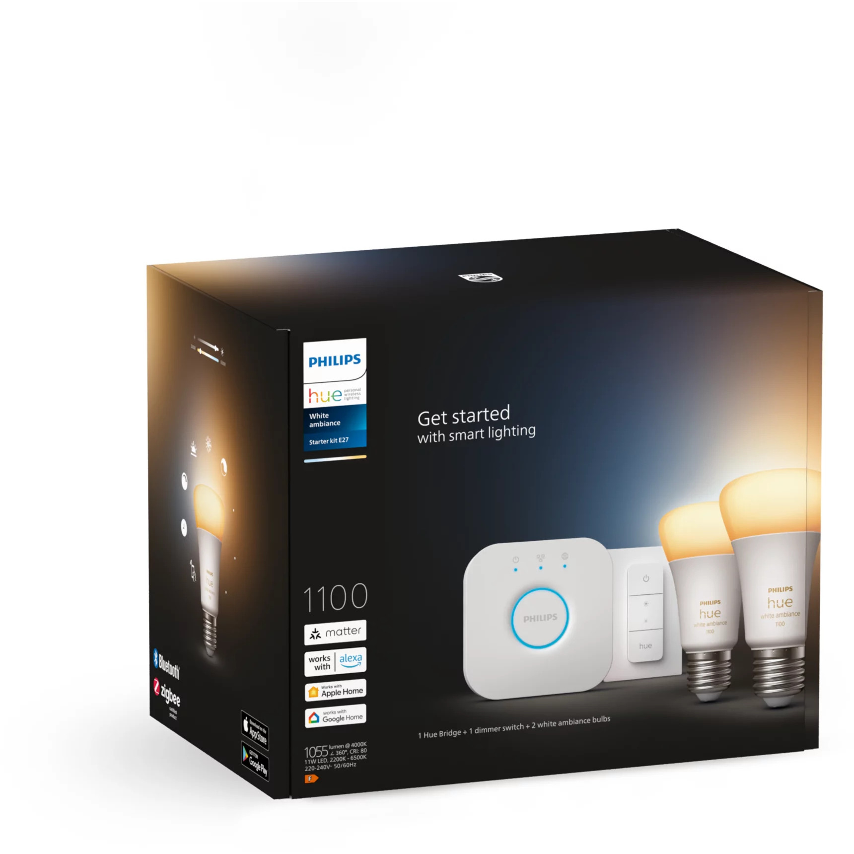 Smart lighting kit PHILIPS HUE STARTER KIT 2X LED BULB (2 bulb(s), E27, 2200-6500K, 1100 lm)-2
