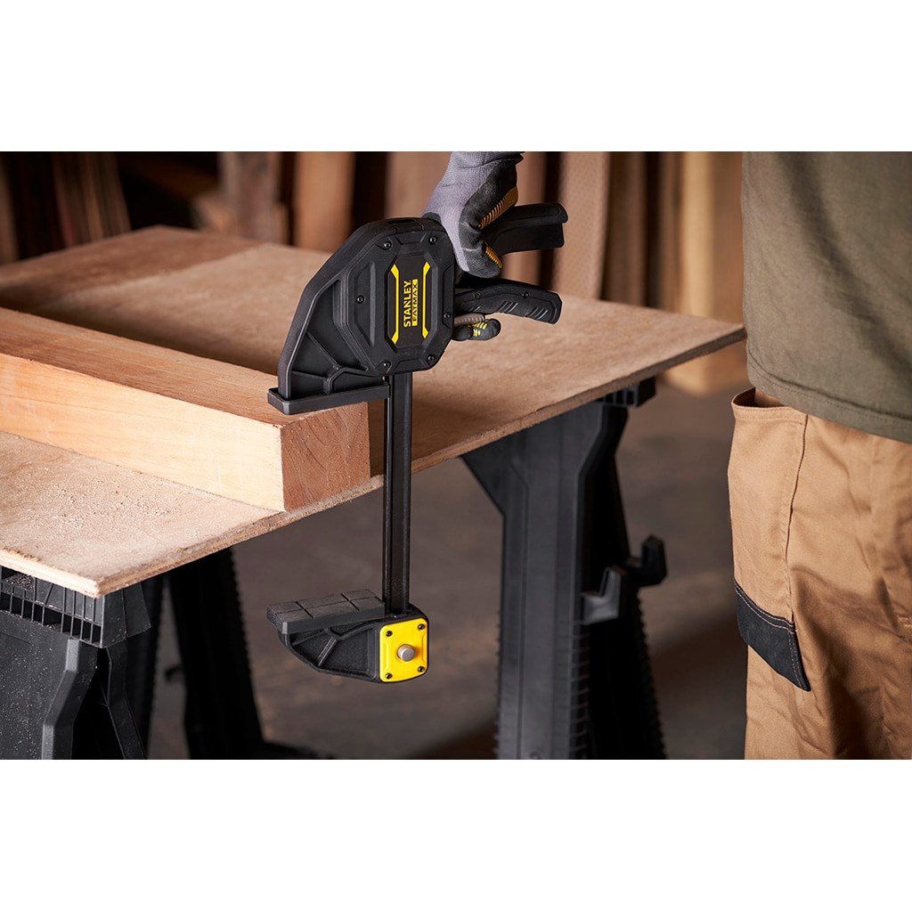 Stanley Tools FatMax XL Trigger Clamp 300mm, STA083239 The Stanley Tools FatMax XL Trigger Clamp has a tough, heat treated steel I beam bar that provides long lasting strength and durability. Fitted w-8