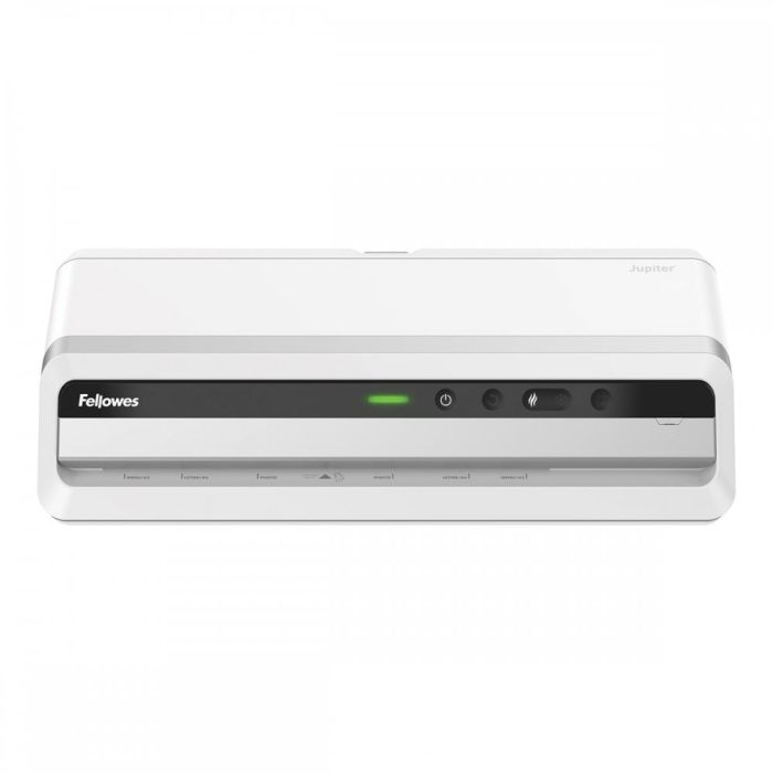 Laminator FELLOWES Jupiter A3 (tip hladno/toplo laminiranje, vrijeme zagrijavanja 1 min, brzina laminiranja 1400 mm/min, maksimalna širina laminacije 31,8 cm, minimalna debljina folije 75 µm, maksimalna debljina folije 250 µm, maksimalna debljina dokumenta 0,8 mm, format A3, sustav laminacije s vrećicama, vrijeme laminacije 17 s, broj valjaka 6, boja proizvoda siva/bijela, signalna lampica da, indikator spremnosti da, funkcija automatskog isključivanja da, funkcija unatrag da, automatsko prepoznavanje zastoja da, ugrađeni zaslon ne)-1