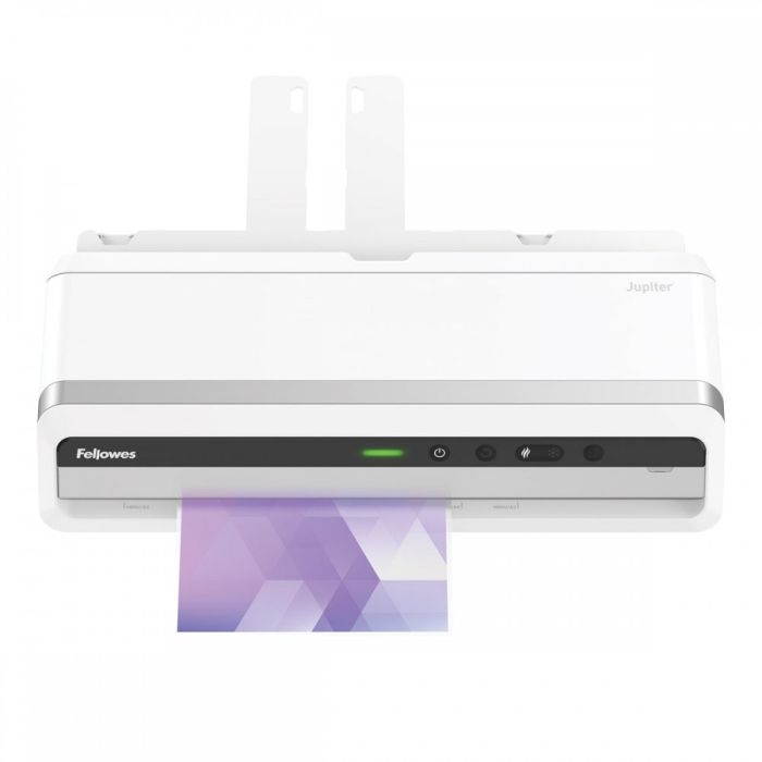 Laminator FELLOWES Jupiter A3 (tip hladno/toplo laminiranje, vrijeme zagrijavanja 1 min, brzina laminiranja 1400 mm/min, maksimalna širina laminacije 31,8 cm, minimalna debljina folije 75 µm, maksimalna debljina folije 250 µm, maksimalna debljina dokumenta 0,8 mm, format A3, sustav laminacije s vrećicama, vrijeme laminacije 17 s, broj valjaka 6, boja proizvoda siva/bijela, signalna lampica da, indikator spremnosti da, funkcija automatskog isključivanja da, funkcija unatrag da, automatsko prepoznavanje zastoja da, ugrađeni zaslon ne)-3