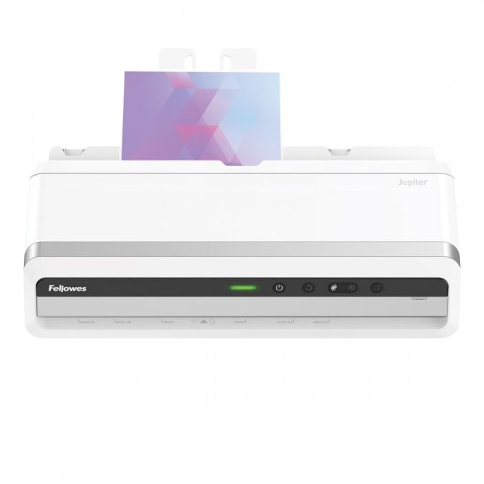 Laminator FELLOWES Jupiter A3 (tip hladno/toplo laminiranje, vrijeme zagrijavanja 1 min, brzina laminiranja 1400 mm/min, maksimalna širina laminacije 31,8 cm, minimalna debljina folije 75 µm, maksimalna debljina folije 250 µm, maksimalna debljina dokumenta 0,8 mm, format A3, sustav laminacije s vrećicama, vrijeme laminacije 17 s, broj valjaka 6, boja proizvoda siva/bijela, signalna lampica da, indikator spremnosti da, funkcija automatskog isključivanja da, funkcija unatrag da, automatsko prepoznavanje zastoja da, ugrađeni zaslon ne)-2