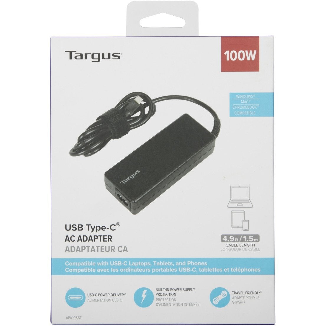 Punjač TARGUS 100 W USB-C PD punjač - za laptop ili Power Pass-Thru docks-6