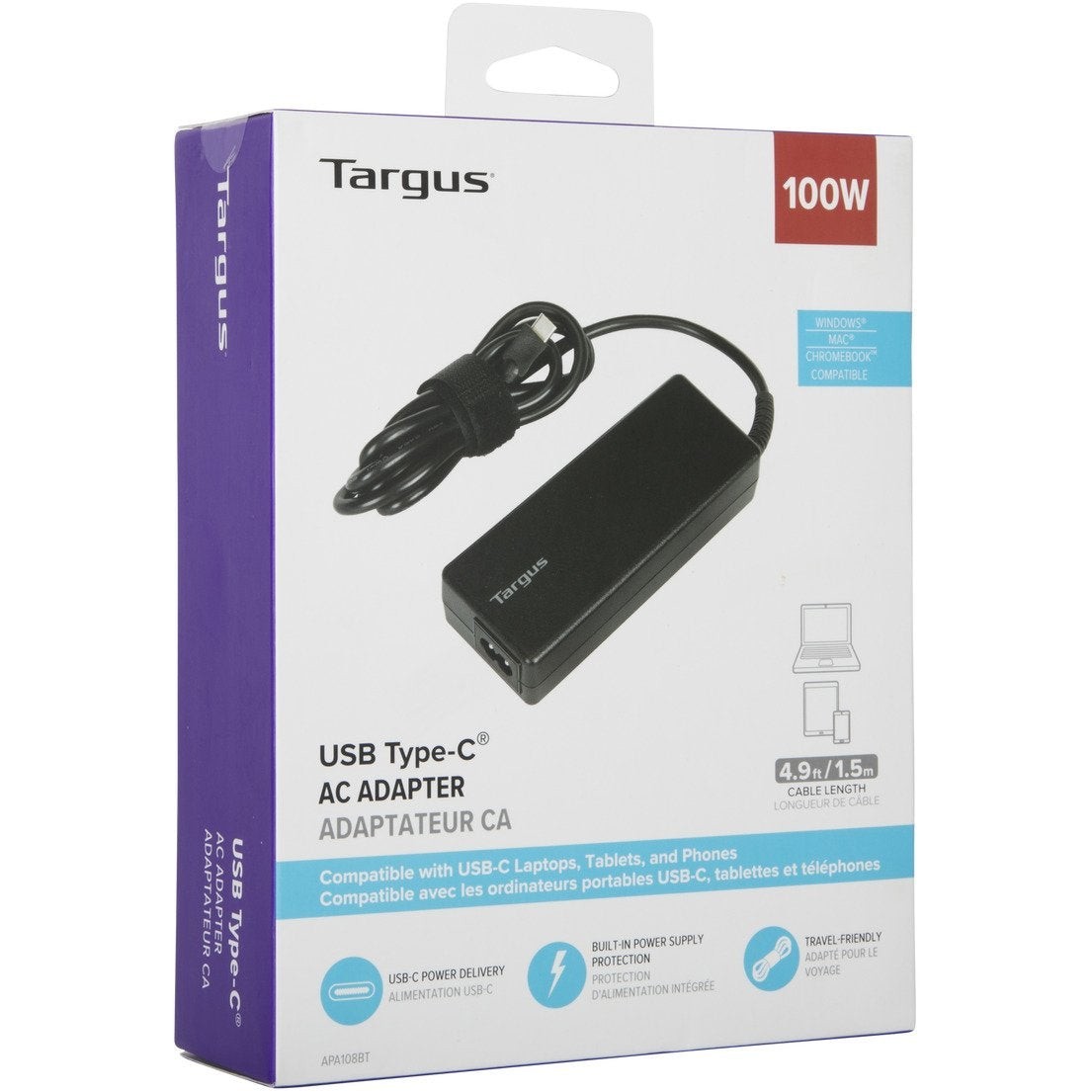 Punjač TARGUS 100 W USB-C PD punjač - za laptop ili Power Pass-Thru docks-7