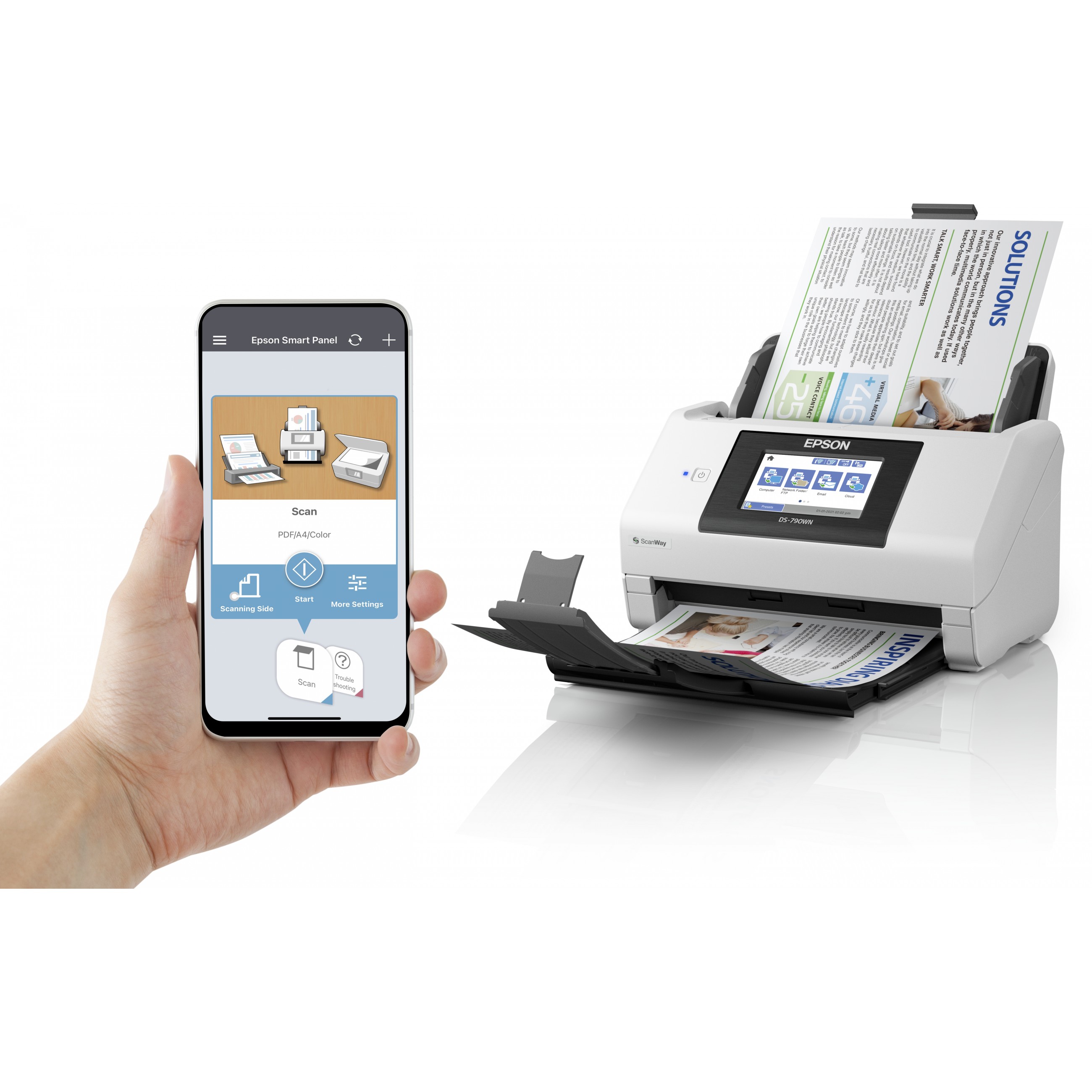 Skener EPSON WorkForce DS-790WN (600 x 600 DPI, A4, Crni, Bijeli)-2