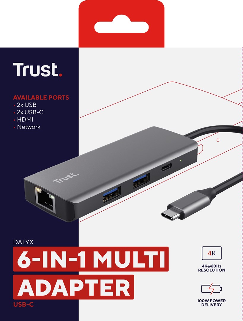 Adapter TRUST Dalyx USB Type-C 1000 Mbit/s Silver-0