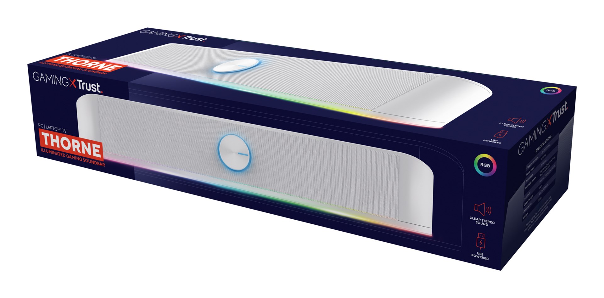 Soundbar TRUST Trust RGB Illuminated Soundbar GXT 619W (RMS 6 W, 2.0 channels, AUX in, USB port)-4