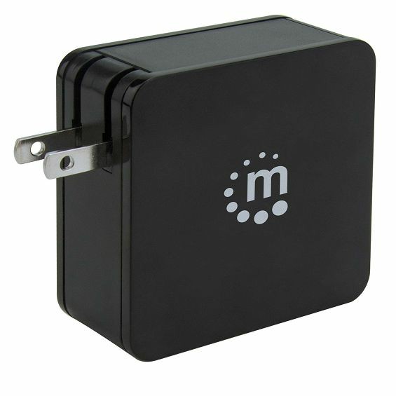 Zidni punjač MANHATTAN 60W (USB-C PD, USB-A) crna boja-4