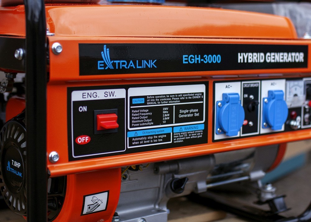 Generator Extralink EGH-3000 hybrid (Maksimalna snaga 3000 W, Kapacitet spremnika goriva 15 L, Prirodni plin/LPG/Benzin, Napon 220 V, Crna/Narančasta)-2