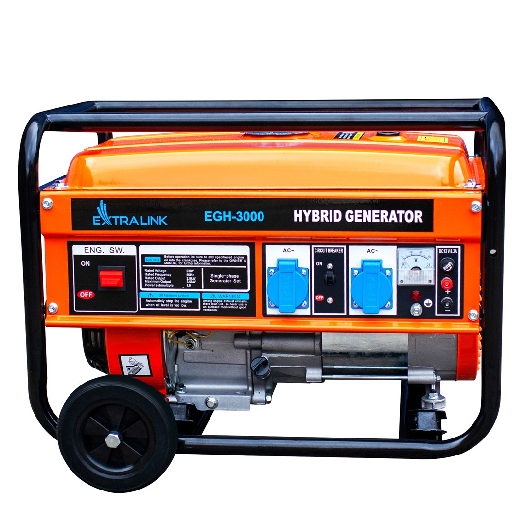 Generator Extralink EGH-3000 hybrid (Maksimalna snaga 3000 W, Kapacitet spremnika goriva 15 L, Prirodni plin/LPG/Benzin, Napon 220 V, Crna/Narančasta)-17