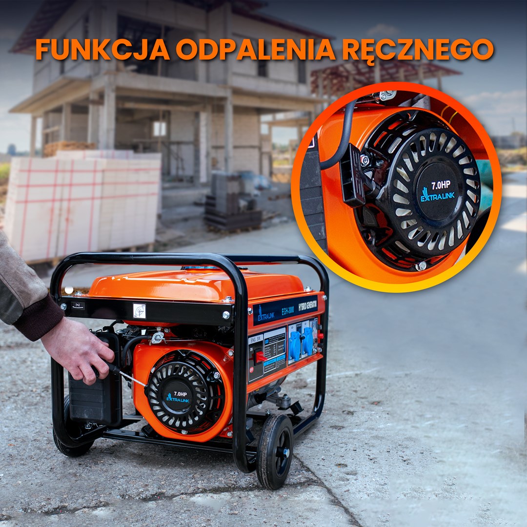 Generator Extralink EGH-3000 hybrid (Maksimalna snaga 3000 W, Kapacitet spremnika goriva 15 L, Prirodni plin/LPG/Benzin, Napon 220 V, Crna/Narančasta)-21