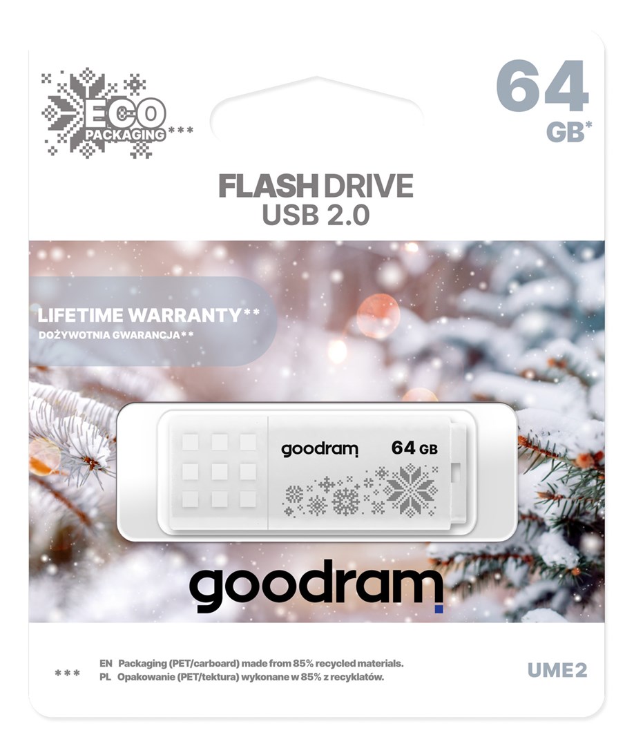 GOODRAM FLASHDRIVE 64GB UME2-WINTER WHITE USB 2.0-2