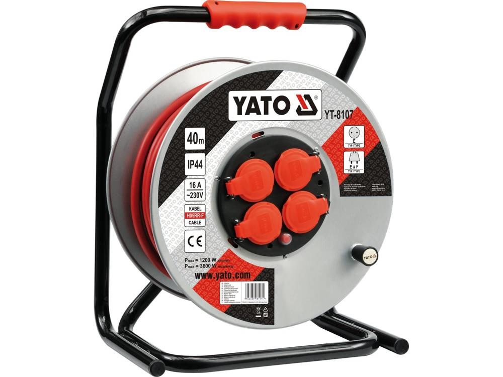 Produžni kabel na motalici YATO YT-8107 (40m, 3x2.5mm², 4 utičnice, IP44)-1
