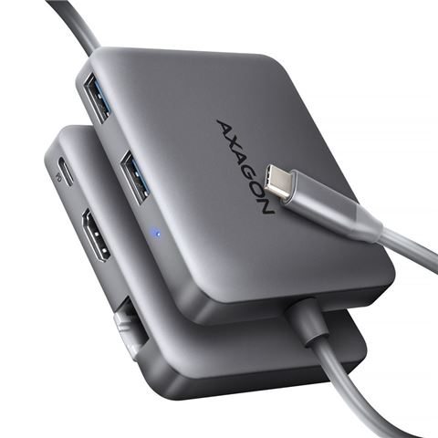 USB Hub AXAGON HMC-5HL (2x USB-A, HDMI, LAN, USB 3.2 Gen 1, PD 100W, siva)