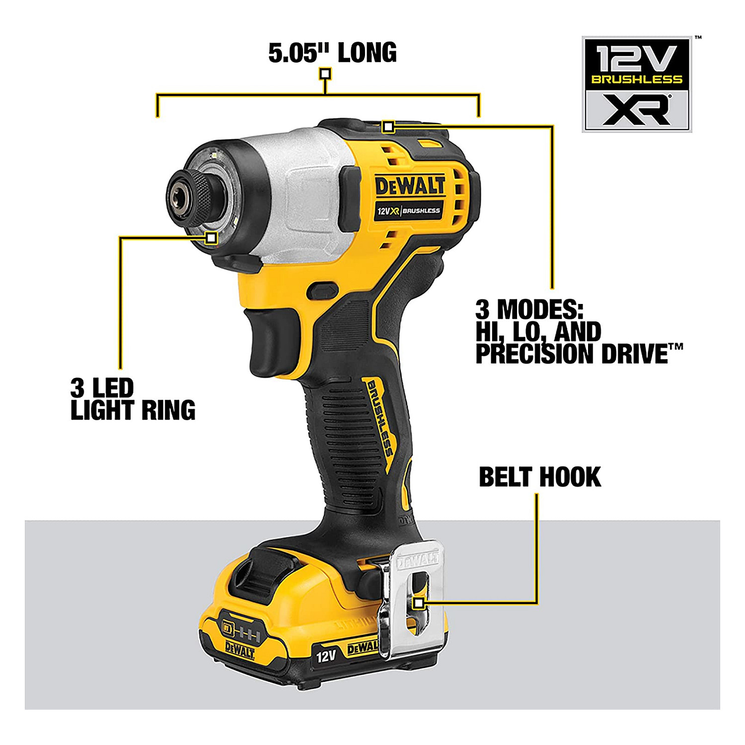 Akumulatorski udarni odvijač DEWALT DCF801D2-QW (12V, 163 Nm, 2x 2.0Ah baterije, bez četkica)-1