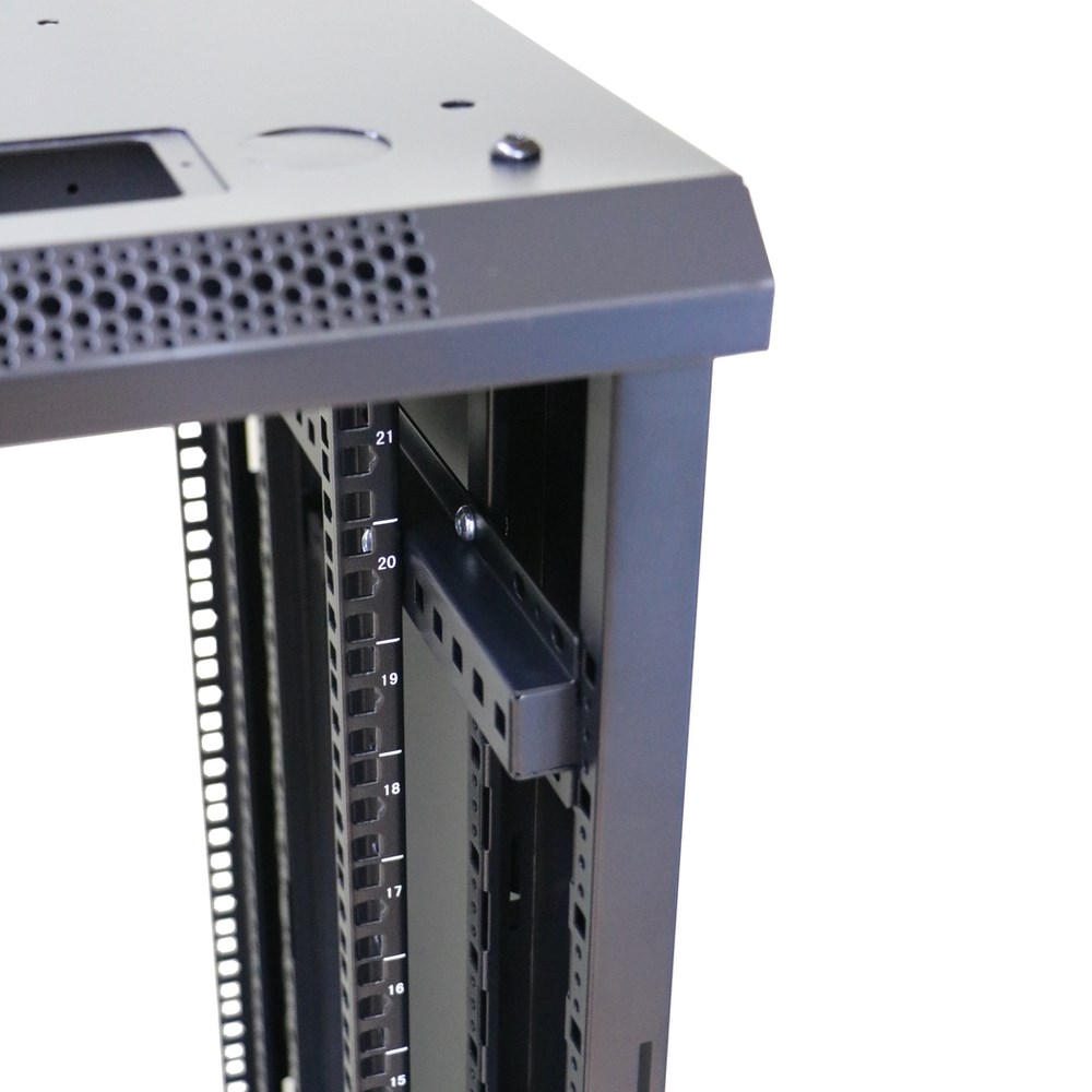 Stalak Extralink 27U 600x600 (Čelik, Crna, Maksimalna nosivost 600 kg, Zaključavanje ključem, Staklena prednja vrata)-2