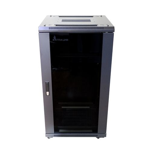 Stalak Extralink 27U 600x600 (Čelik, Crna, Maksimalna nosivost 600 kg, Zaključavanje ključem, Staklena prednja vrata)-5