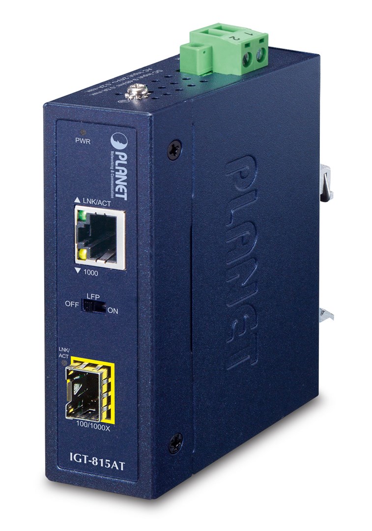 Industrijski media konverter PLANET IGT-815AT (Gigabit Ethernet, SFP, IP30, -40~75°C)-0