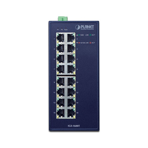 Mrežni switch PLANET IGS-1600T (16x Gigabit Ethernet, industrijski, IP30, -40~75°C)-1