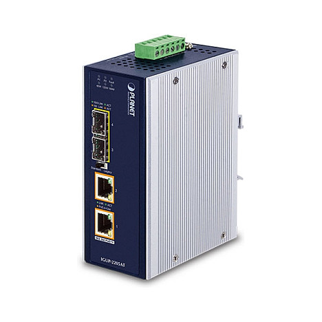 PLANET IGUP-2205AT Industrijski Media Konverter (2x Gigabit PoE++, 2x SFP, IP30, -40~75°C)-0