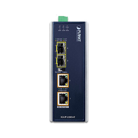 PLANET IGUP-2205AT Industrijski Media Konverter (2x Gigabit PoE++, 2x SFP, IP30, -40~75°C)-1