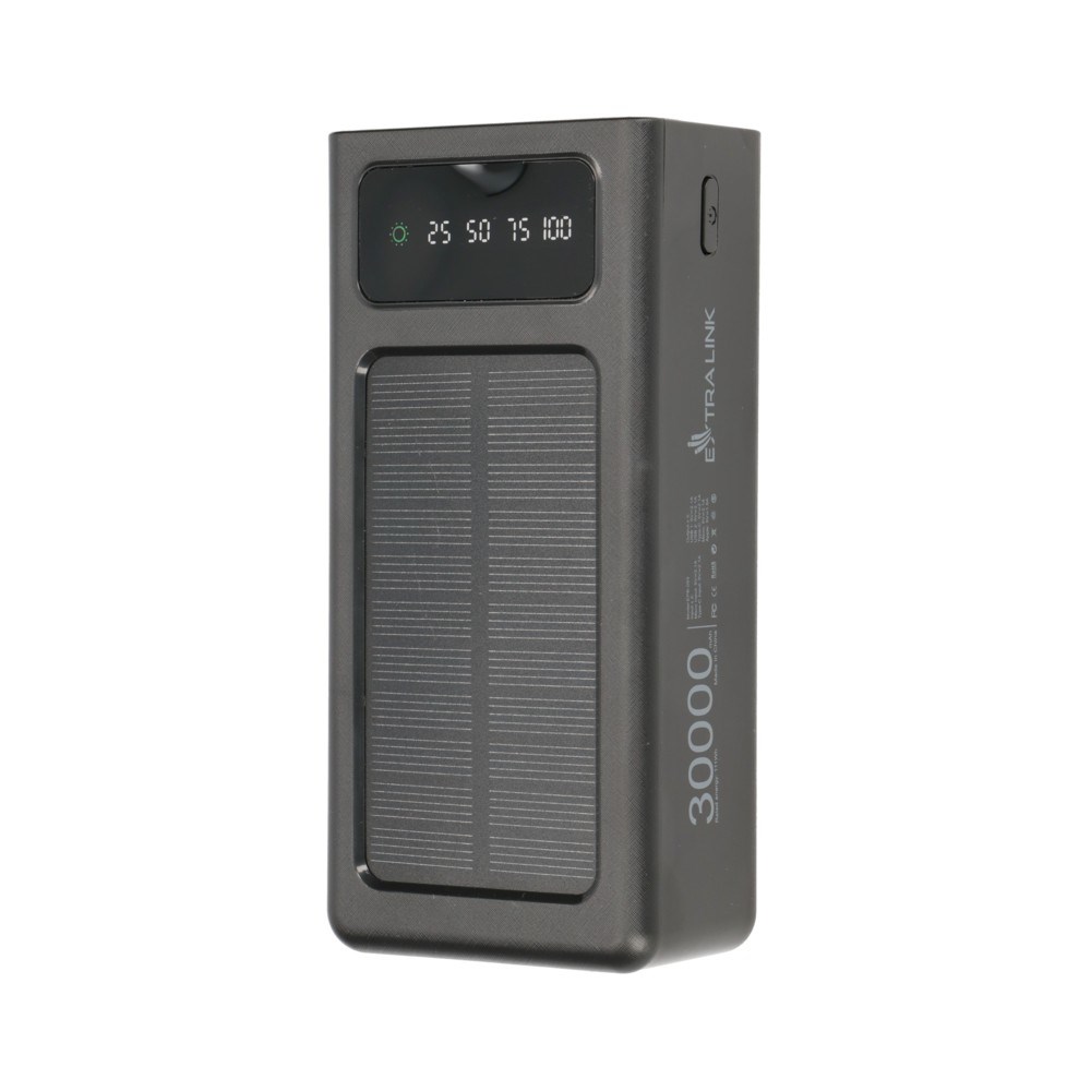 Extralink Powerbank EPB-093 30000mAh Black Solar Power bank, USB-C-0
