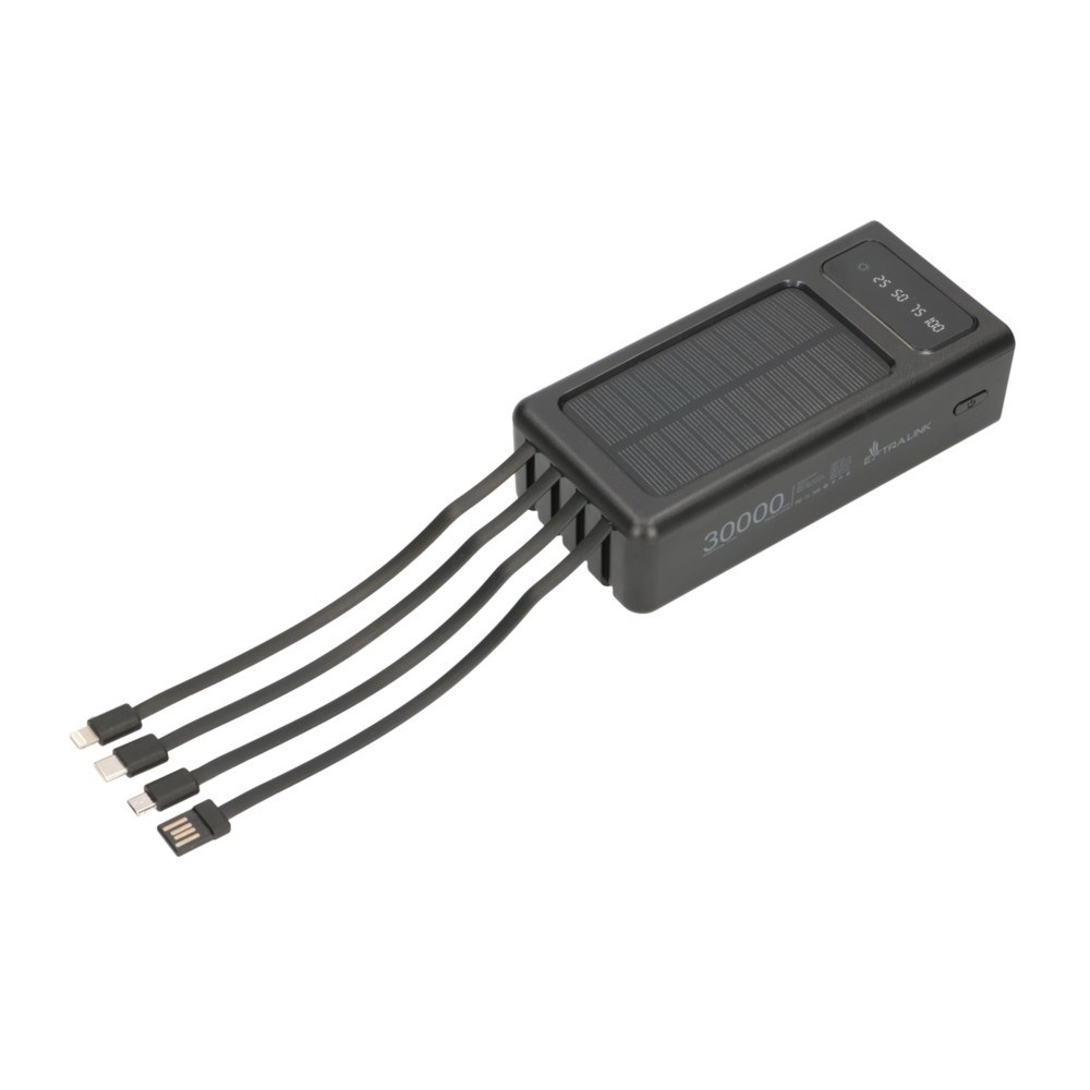 Extralink Powerbank EPB-093 30000mAh Black Solar Power bank, USB-C-9