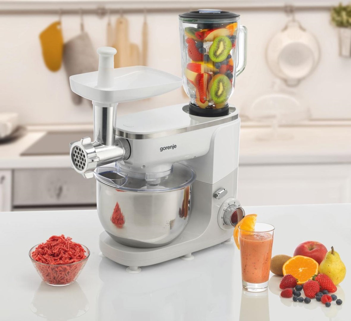 Food processor GORENJE MMC1005W Planetary robot 1000 W, 4.8 L White, Grey-9