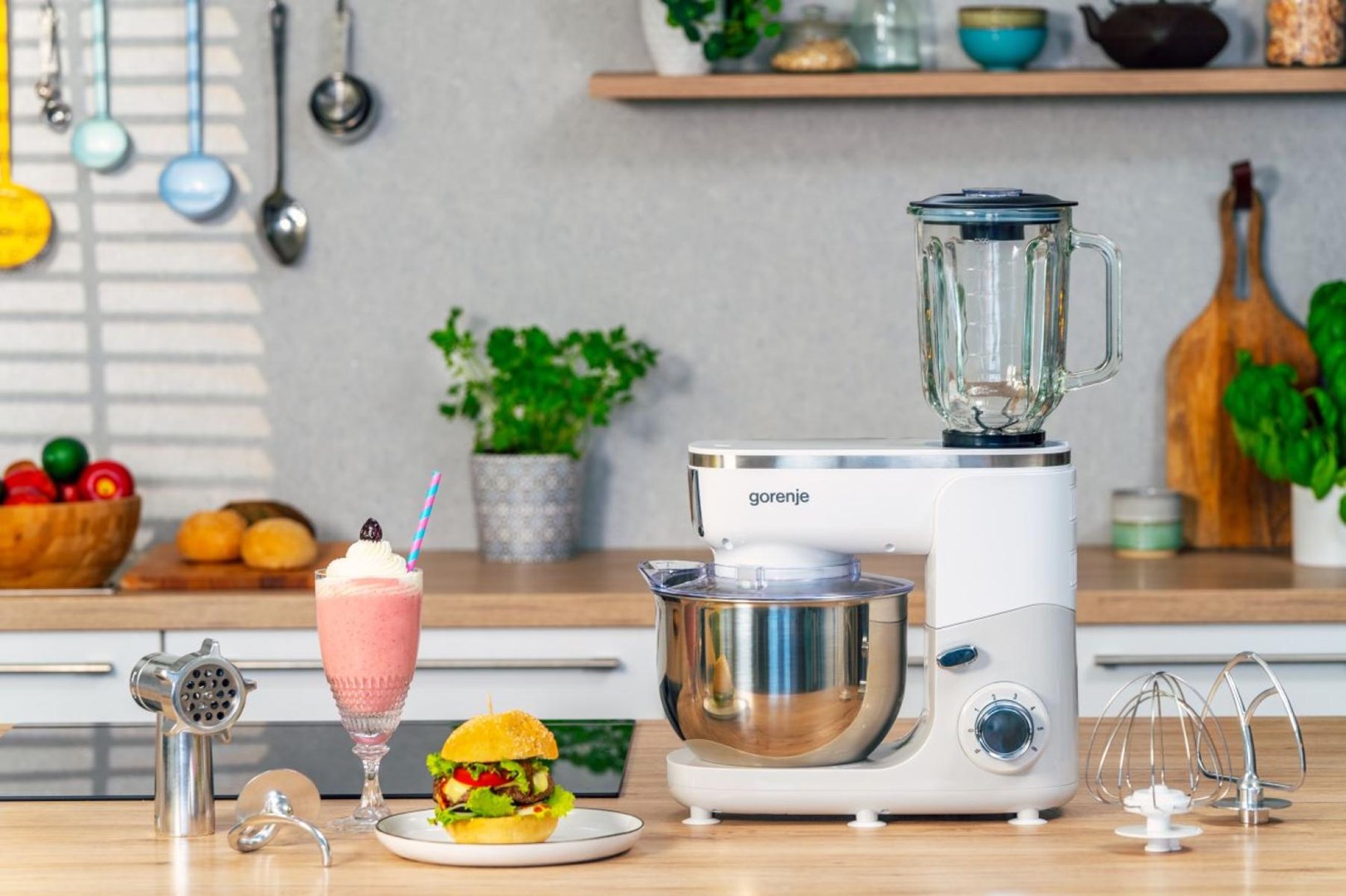 Food processor GORENJE MMC1005W Planetary robot 1000 W, 4.8 L White, Grey-4