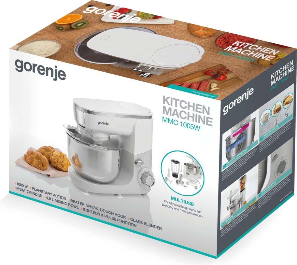 Food processor GORENJE MMC1005W Planetary robot 1000 W, 4.8 L White, Grey-11