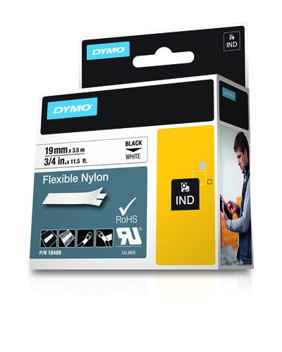 RHINO TAPE NYLON 19MM/3.5M/BLACK ON WHITE-1