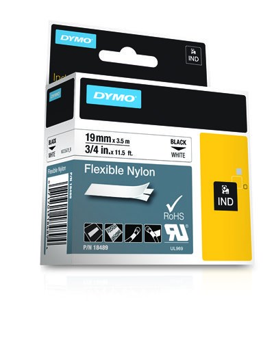 RHINO TAPE NYLON 19MM/3.5M/BLACK ON WHITE-2
