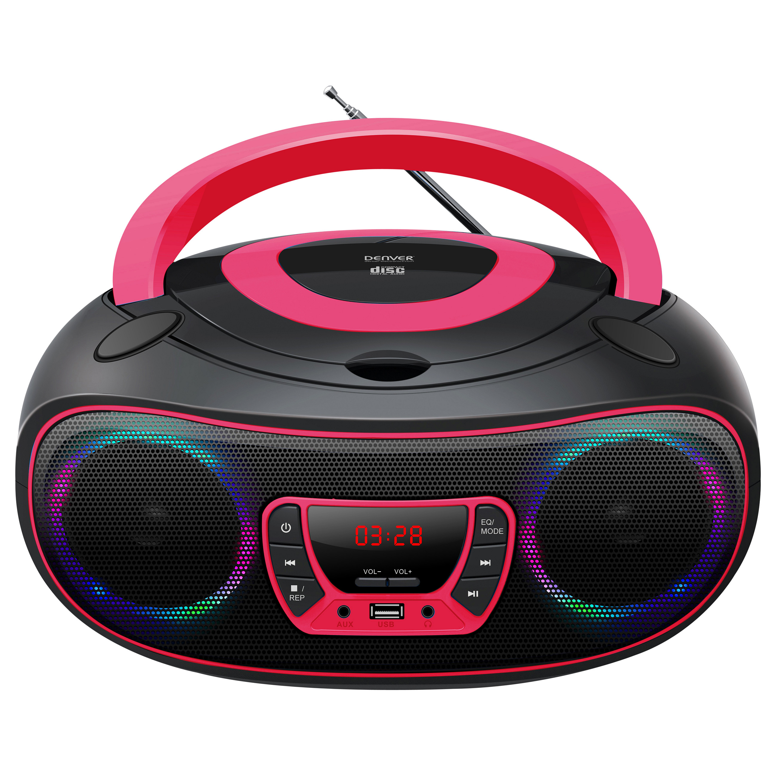 Prijenosni radio DENVER TCL-212BT (CD/MP3, Bluetooth, USB, FM radio) Pink-1
