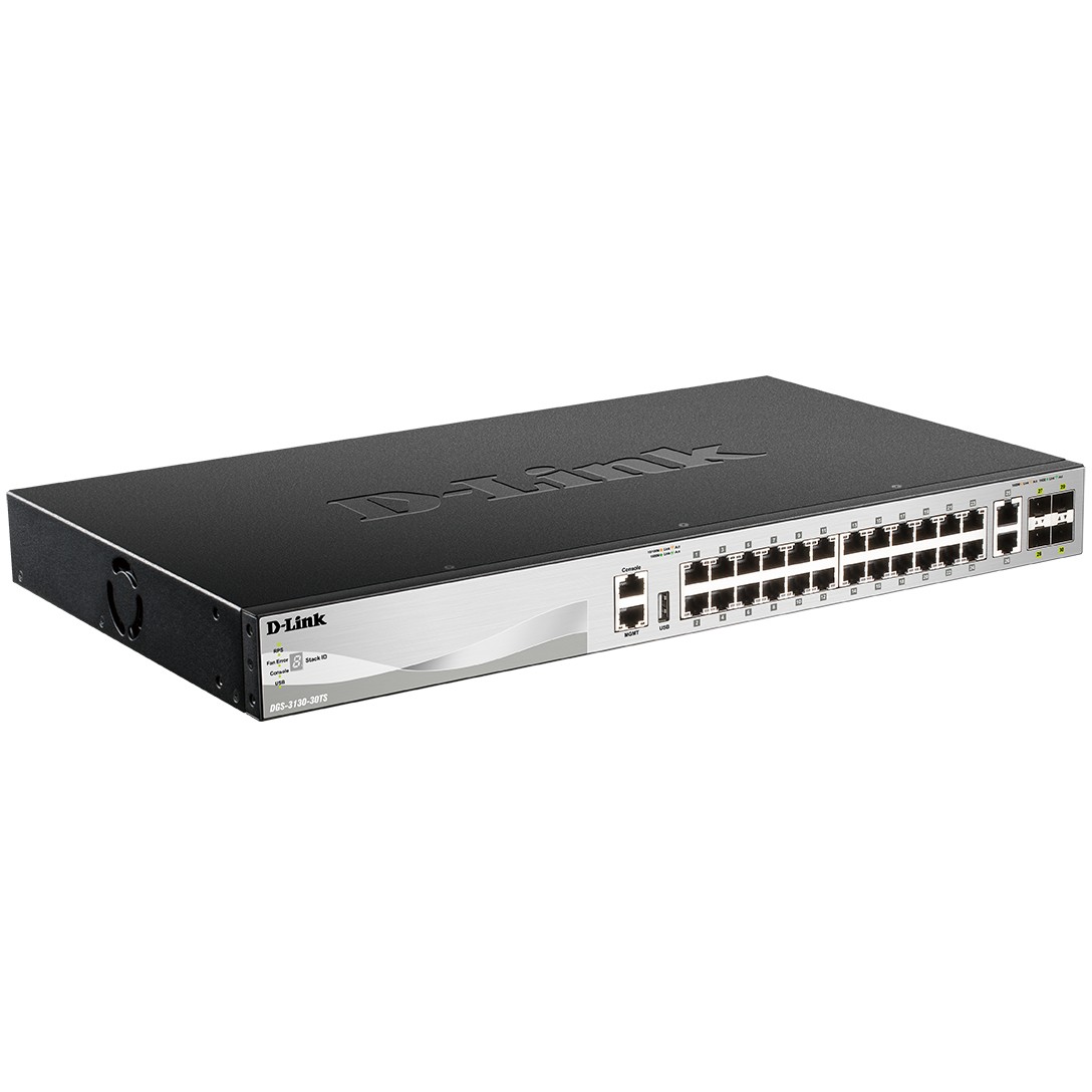 Switch D-LINK DGS-3130-30TS (24 Gigabit Ethernet porta, 2x10 Gbps RJ-45, 4xSFP+, L3 Managed)-1