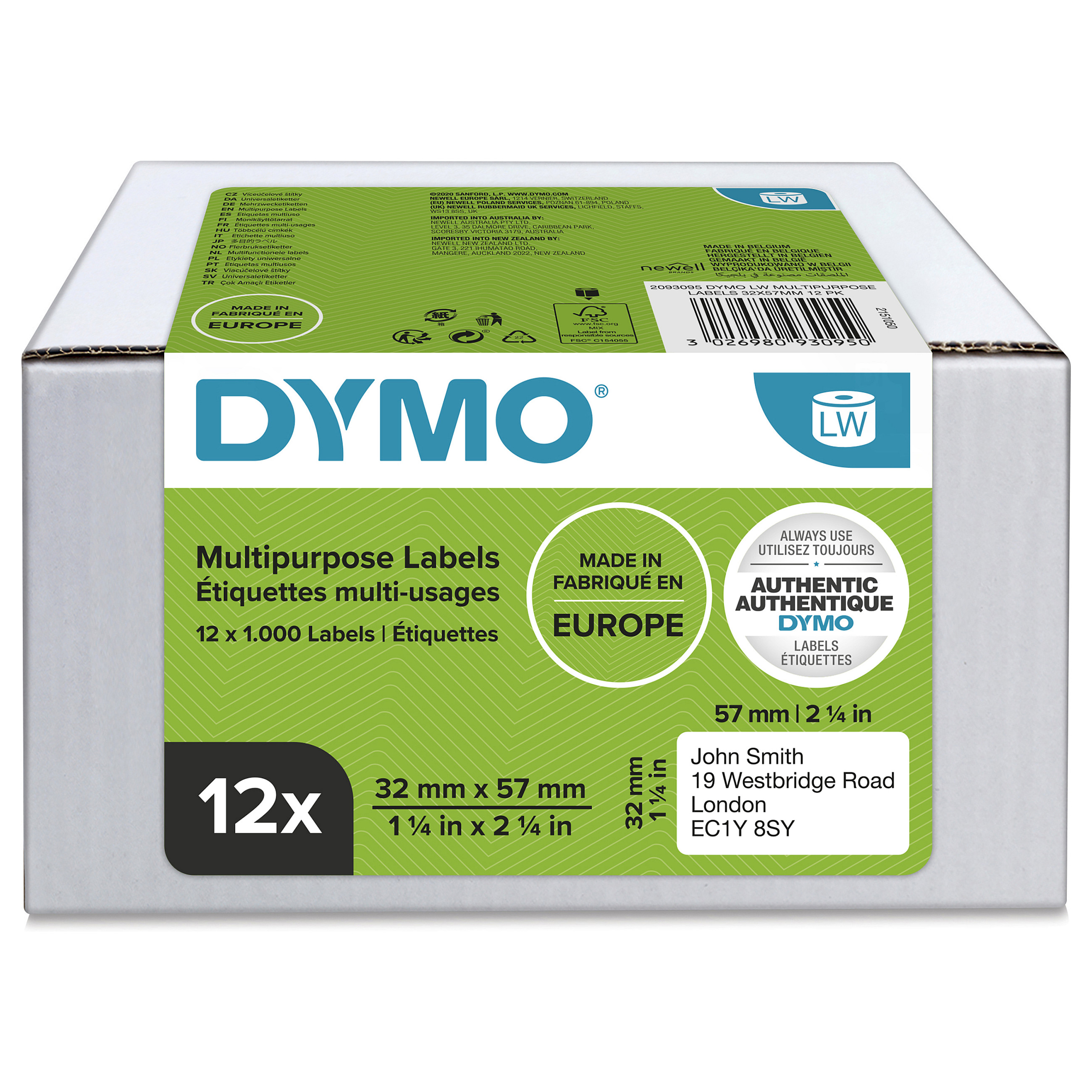 Višenamjenske naljepnice DYMO LW Value Pack 2093095 (32 x 57 mm, 12 rola)