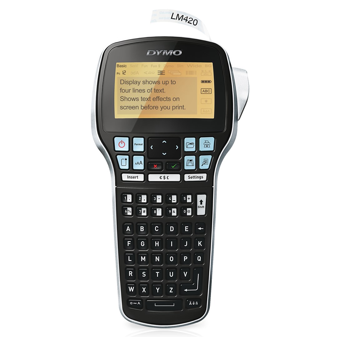 Labeler DYMO LabelManager 420P (LCD zaslon, 4 linije, ABC tipkovnica, termalni prijenos, ručno rezanje trake)