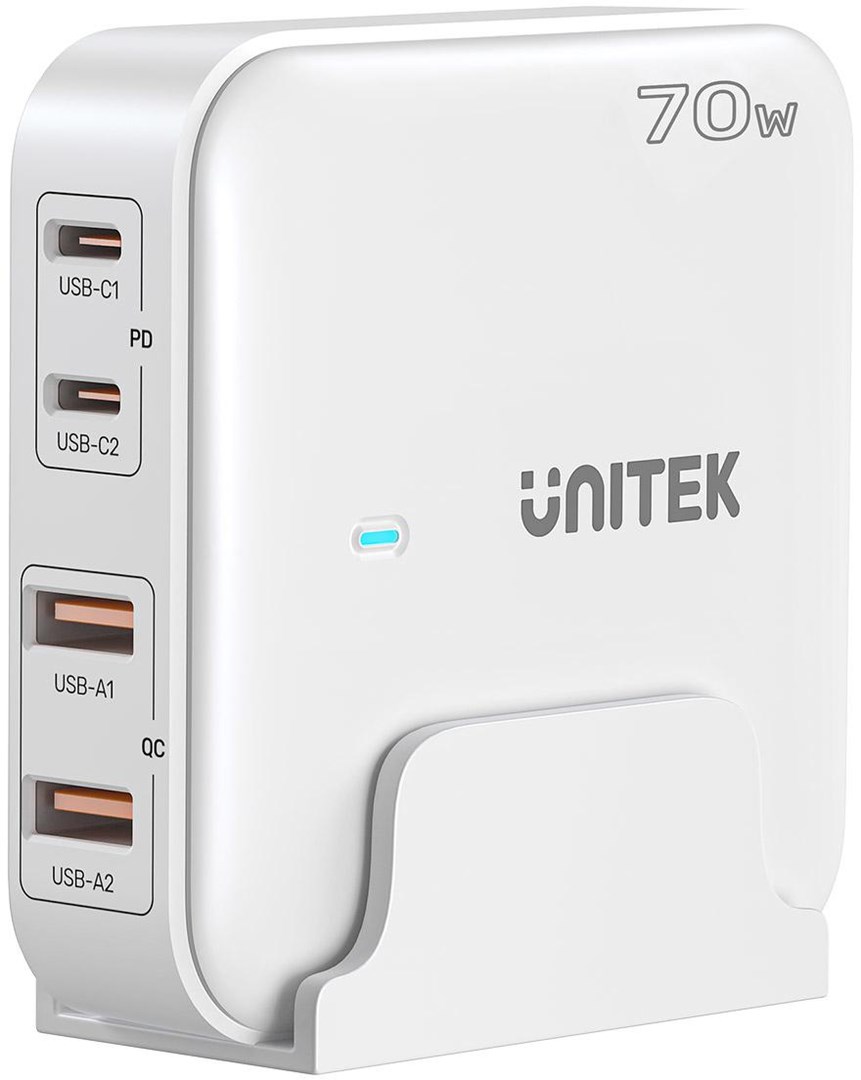 Stolni punjač UNITEK P1228AWH01-EU (70W, GaN, 2x USB-C, 2x USB-A)-0
