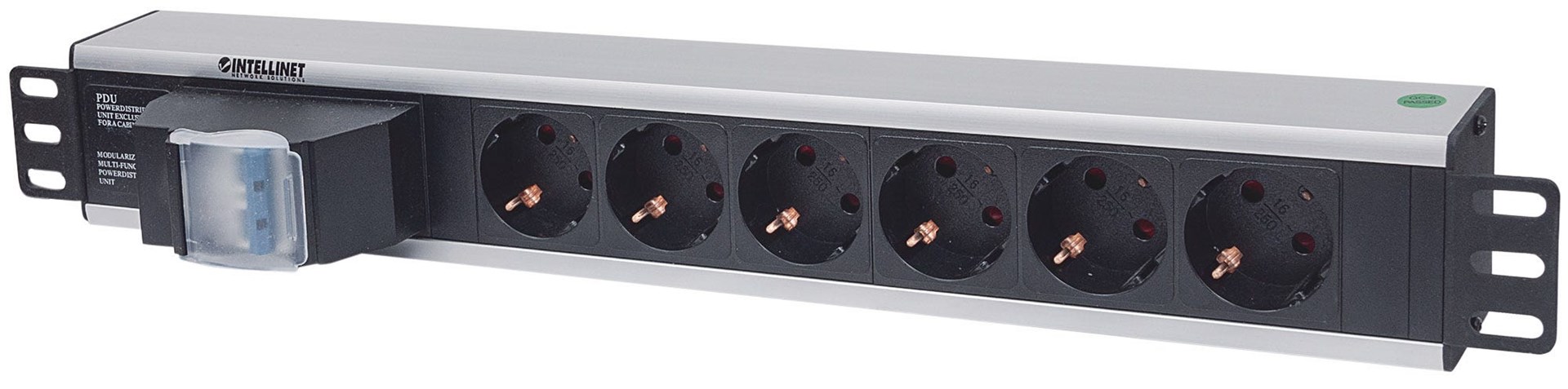 Intellinet 19" 1.5U Rackmount 6-Way Po (6 AC izlaza, Tip F, duljina kabela 1.8 m, ulazni napon 250 V, maksimalna struja 16 A)-3