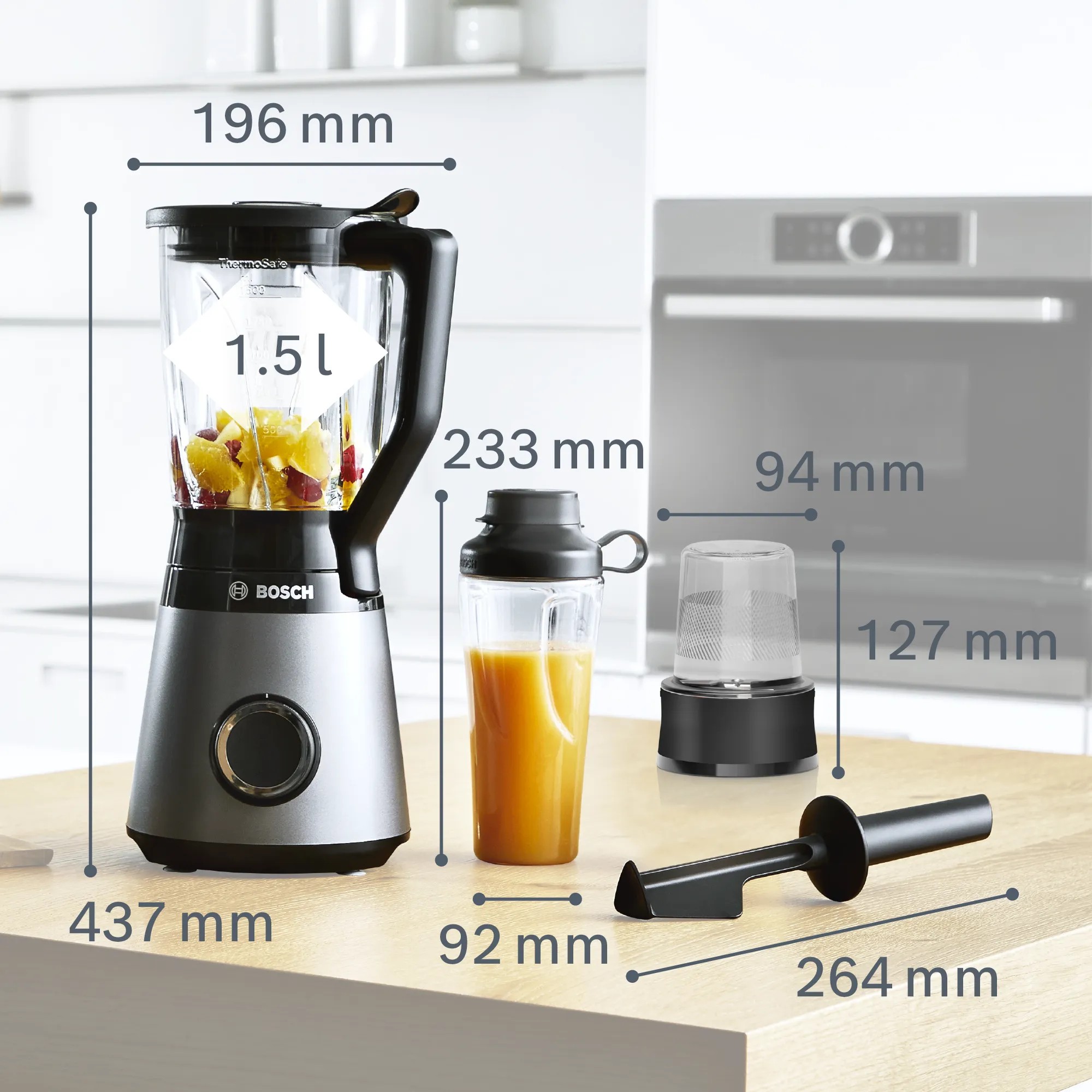 Bosch Serie 4 MMB6177S blender 1.5 L Tabletop blender 1200 W Black, Silver-1