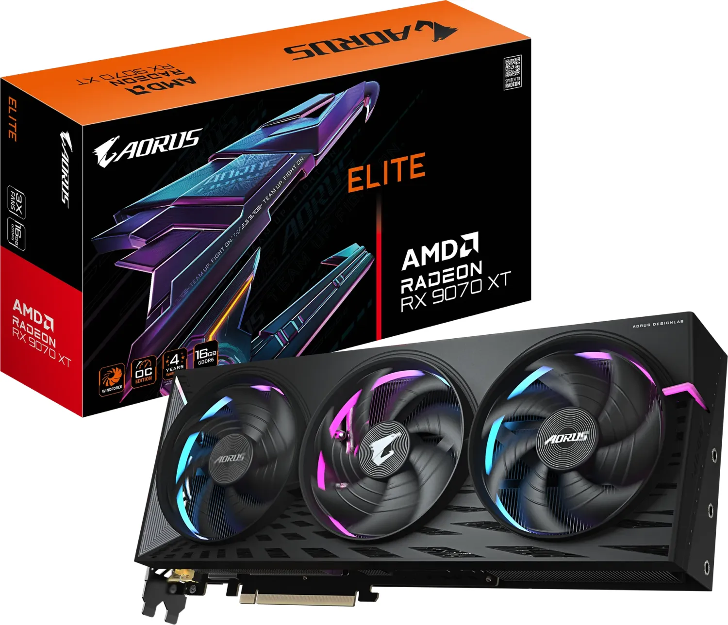 Gigabyte Aorus Radeon RX 9070 XT Elite 16g Graphics Card, 16GB GDDR6, PCI-E 5.0-1