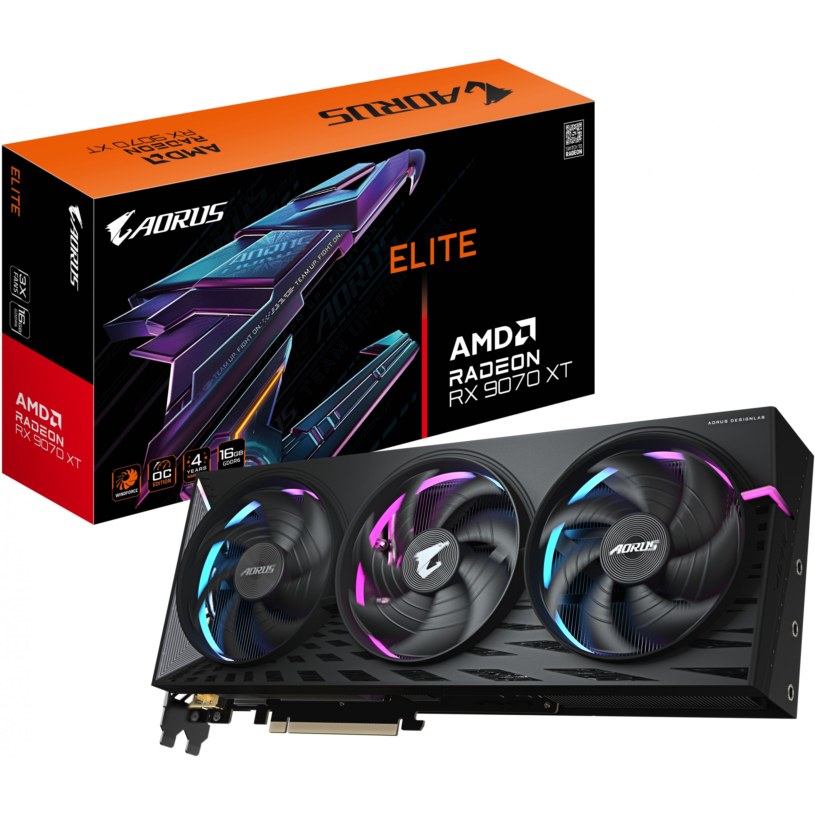 Gigabyte Aorus Radeon RX 9070 XT Elite 16g Graphics Card, 16GB GDDR6, PCI-E 5.0-15