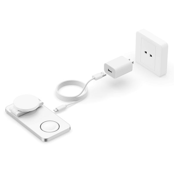 MAXMOBILE BEŽIČNI PUNJAČ YM-T8 PD MagSafe, SET 3U1 bijeli-3