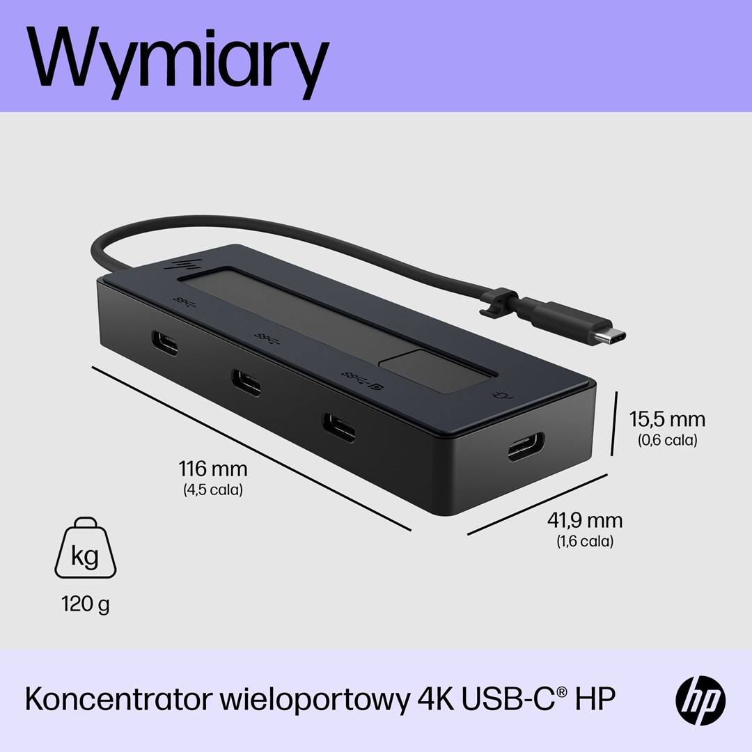 Hub HP 4K USB-C Multiport Hub (4K Ultra HD, 10000 Mbit/s, 2 USB 3.2 Gen 2 Type-C, 4 porta)-5