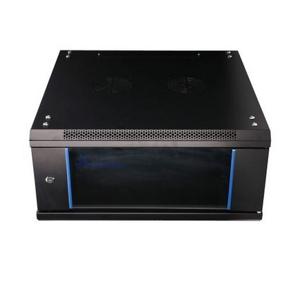 Rack ormar Extralink EX.2893 (4U, zidna montaža, crna boja, staklena vrata, uklonjive bočne ploče)-0