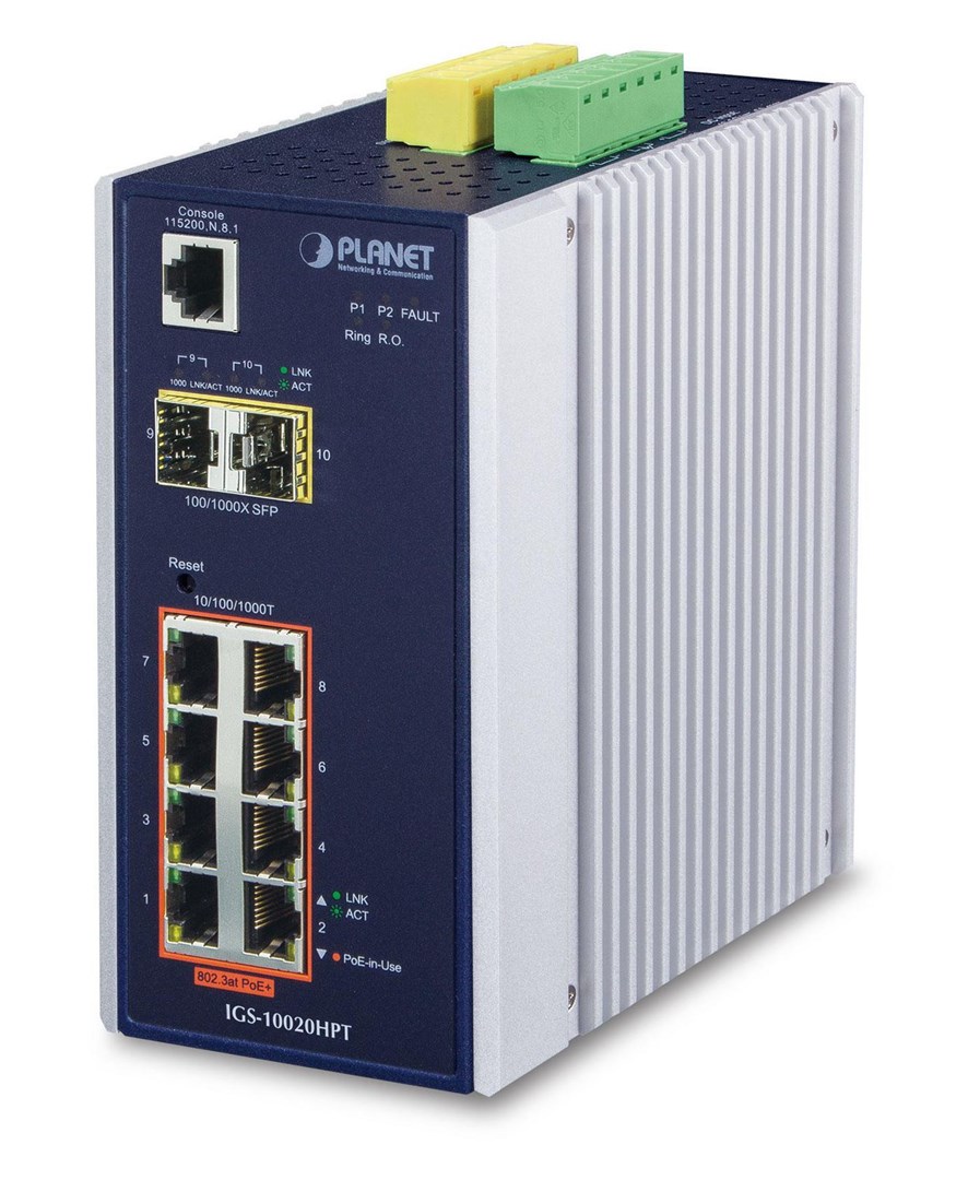 Prekidač PLANET IGS-10020HPT (managed, L2+, 8x RJ-45, 2x SFP, PoE, 270 W)-1