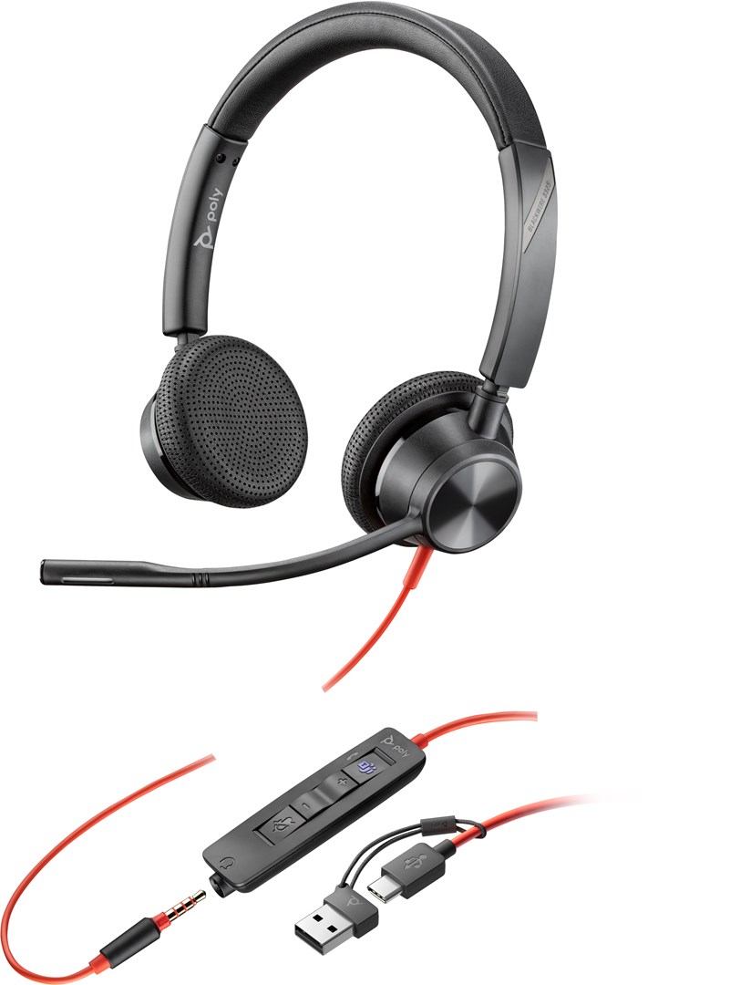 POLY Blackwire 3325 Stereo Microsoft Teams Certified USB-C Headset +3.5mm Plug +USB-C/A Adapter-4